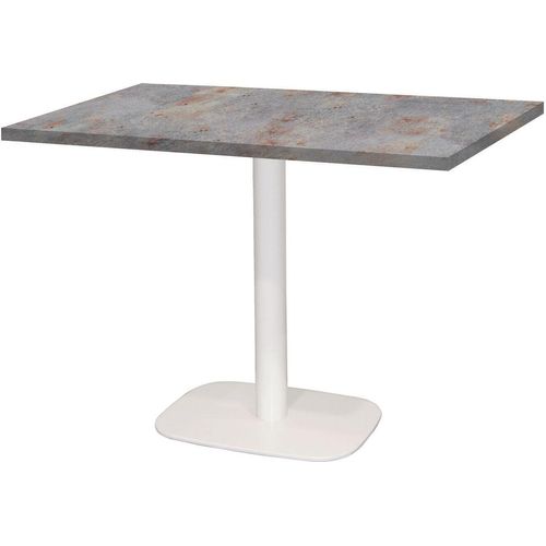 Tisch 120 x 70 cm – runder weißer rostgrauer Fuß
