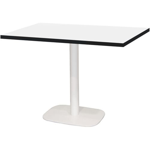 Tisch 120 x 70 cm – Rundes weißes Bein mit schwarzen Kanten