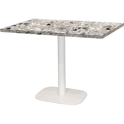 Tisch 120 x 70 cm – rundes Cepp-Bein aus weißem Terrazzo