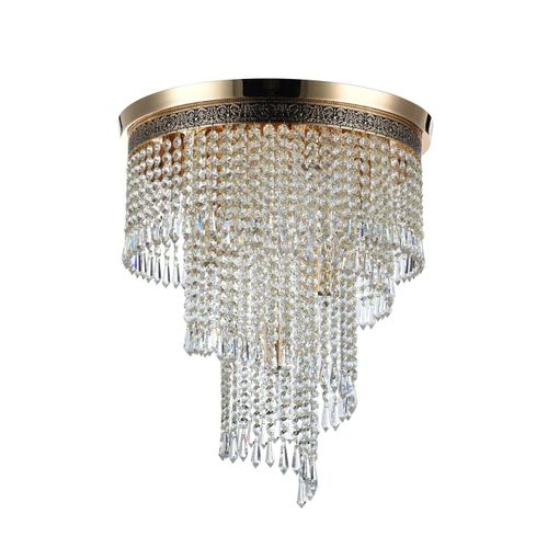 Deckenlampe Metall rund Ø 42 cm in Gold E14 7-flammig Klassisch Kristall Deckenleuchte