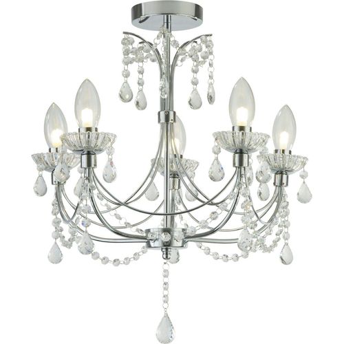 Deckenlampe Metall Glas G9 IP44 B: 48 cm Chrom Klassisch Kristall