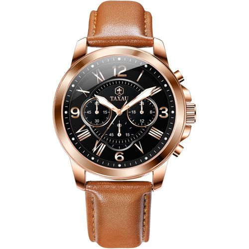 Lederarmband Chronograph Uhren für Männer Analogue Quarz Leicht zu lesen wasserdichte Uhren Herren Mode Business Herrenarmbanduhren