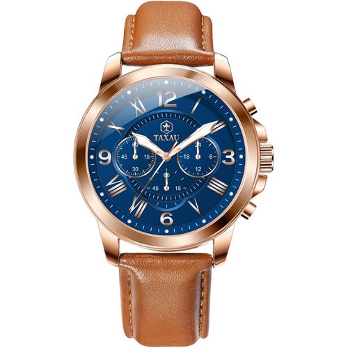 Lederarmband Chronograph Uhren für Männer Analogue Quarz Leicht zu lesen wasserdichte Uhren Herren Mode Business Herrenarmbanduhren