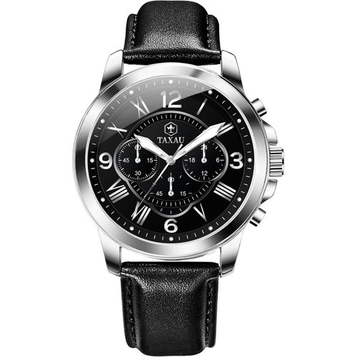 Lederarmband Chronograph Uhren für Männer Analogue Quarz Leicht zu lesen wasserdichte Uhren Herren Mode Business Herrenarmbanduhren
