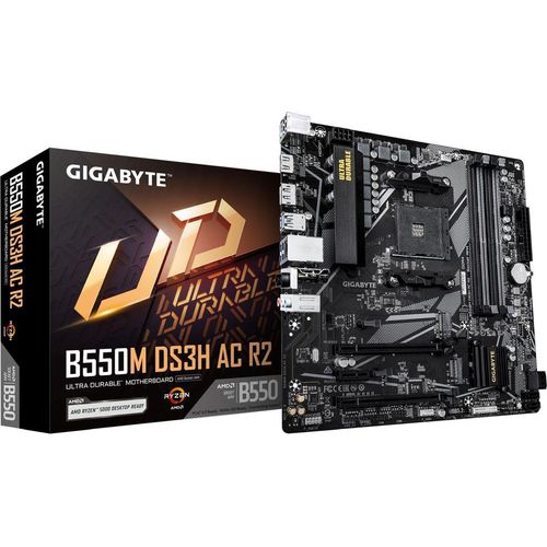 Gigabyte B550M DS3H AC R2 - Motherboard - micro ATX - Socket AM4 - AMD B550 Chipsatz - USB 3.2 Gen 1 - Gigabit LAN, Wi-Fi, Bluetooth - Onboard-Grafik (CPU erforderlich)