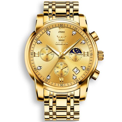 Herren Quarzuhr Edelstahl, Analoge Luxus Herrenuhr mit Diamant-Details, Multifunktionales Design, Klassische Herrenarmbanduhr für Eleganz und Stil