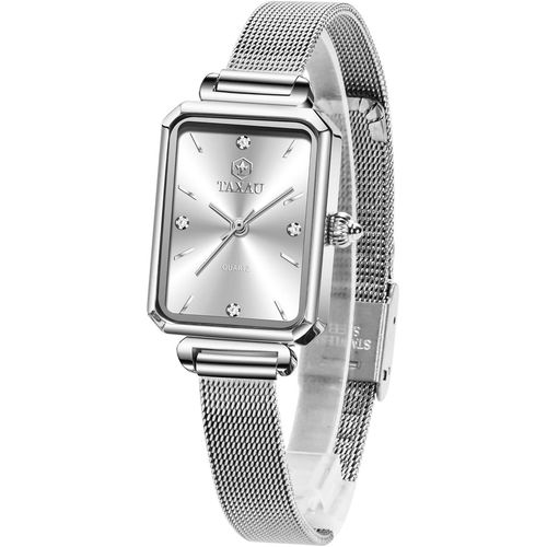 Silber wasserdichte Quarz-Damenuhr, Vintage, exquisite Luxus-Edelstahl-Damenuhr, Diamant, kleine Damen-Armbanduhr