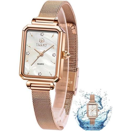 Roségold wasserdichte Quarz-Damenuhr, Vintage, exquisite Luxus-Edelstahl-Damenuhr, Diamant, kleine Damen-Armbanduhr