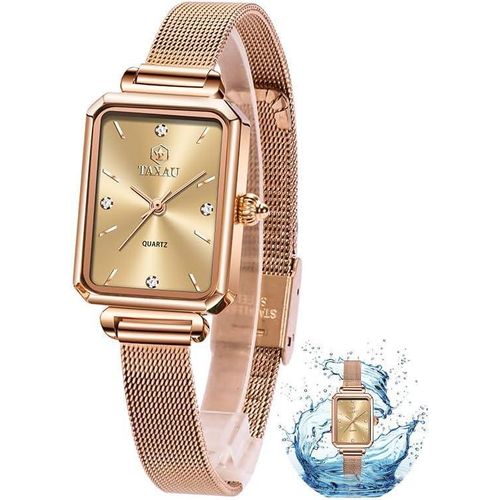 Roségold wasserdichte Quarz-Damenuhr, Vintage, exquisite Luxus-Edelstahl-Damenuhr, Diamant, kleine Damen-Armbanduhr