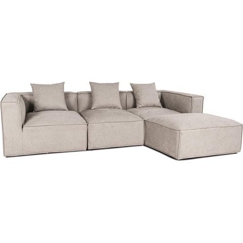 Box Chaiselongsofa, 3 Dekokissen hellgrau.