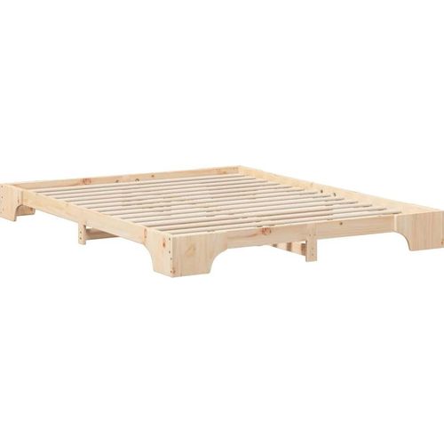 vidaXL Bodenbettgestell mit Speicher Braun Holz