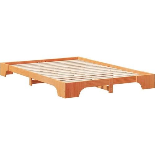 vidaXL Bodenbettgestell mit Speicher Braun Holz