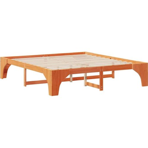 vidaXL Bodenbettgestell mit Speicher Braun Massivholz Kiefer