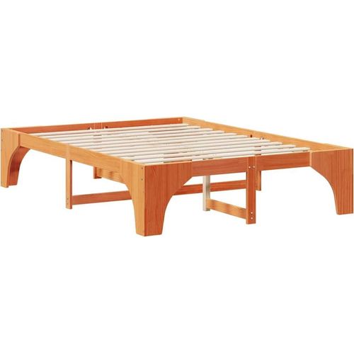 vidaXL Bodenbettgestell mit Speicher Braun Massivholz Kiefer