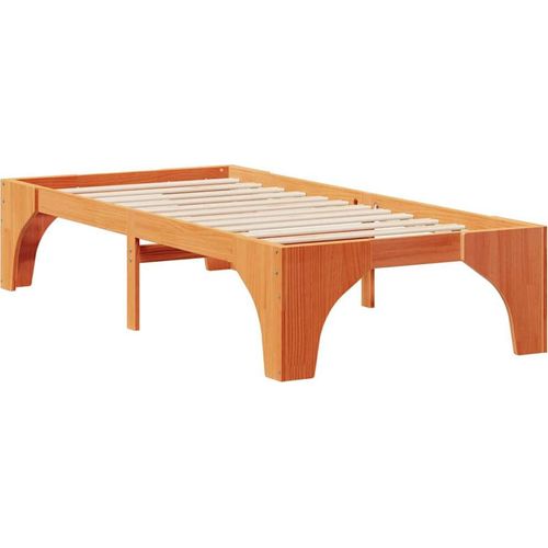 vidaXL Bodenbettgestell mit Speicher Braun Massivholz Kiefer