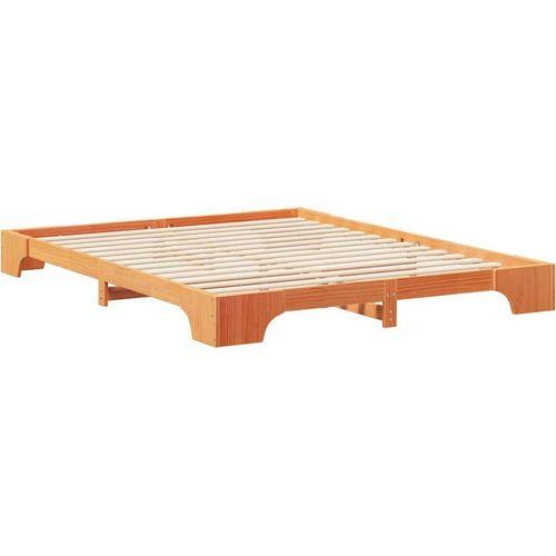 vidaXL Bodenbettgestell mit Speicher Braun Massivholz