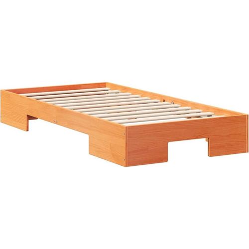 vidaXL Bodenbettgestell mit Speicher Braun Massivholz Kiefer