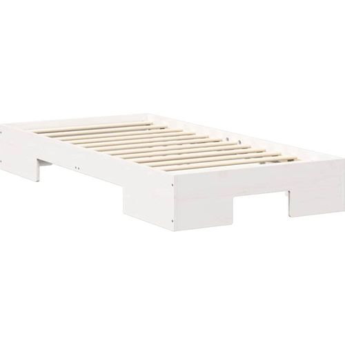 vidaXL Bodenbettgestell mit Speicher Weiß Massivholz Kiefer