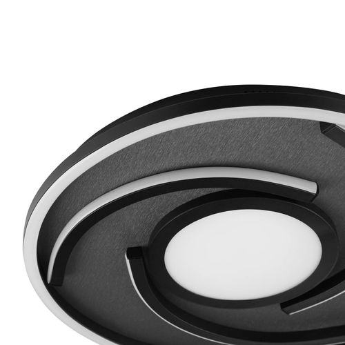 LED-Deckenlampe Hardy, Ø 35 cm, schwarz matt, Metall/Stoff