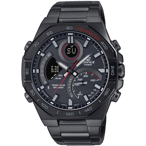 Smartwatch CASIO EDIFICE, schwarz (schwarz, rot), Smartwatches, Solaruhr,Armbanduhr,Herrenuhr,Stoppfunktion, Phone Finder, Bluetooth