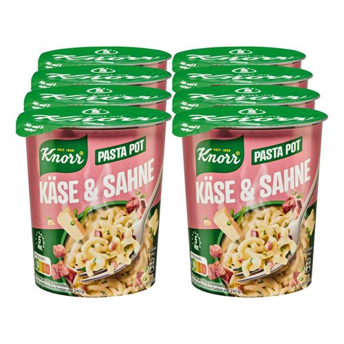 Knorr Pasta Snack Käse-Sahne 63 g, 8er Pack