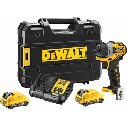 DeWALT Akku-Schrauber DCF601D2-QW 12V 2Ah, 1/4 Aufnahme, 8 Nm Drehmoment - inkl Akkus und Zubehör