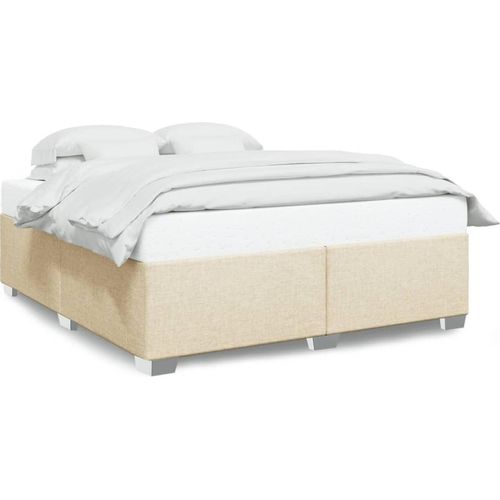 Bettgestell ohne Matratze Creme 200x200 cm Stoff