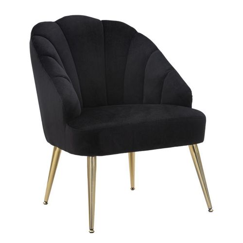 Sessel aus schwarz-goldenem Metall und Samt, 65 x 69 x 84 cm