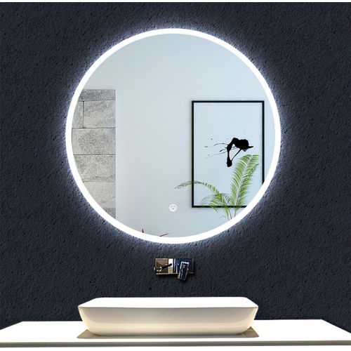 LED Rund Badspiegel Kaltweiß 6000k 80cm Wandspiegel mit Touchschalter Beschlagfrei IP44
