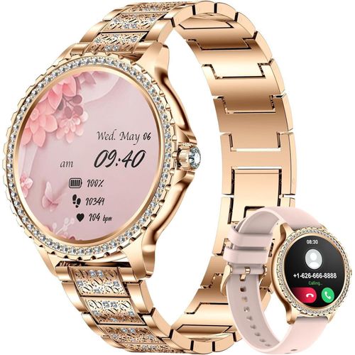 JUNG Nerunsa Smartwatch Damen Fitnessuhr, mit Bluetooth Frauen Smartwatch (3,35 cm/1,32 Zoll), Smart Uhr Herren, Fitnesstracker, Wasserdicht
