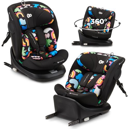 Kinderkraft I-GROW i-Size - Kindersitz 40-150 cm - 360° - RWF/FWF - H-GUARD - ISOFIX - TOP TETHER - 5-Punkt-Gurt Verstellbare Kopfstütze Happy Shapes