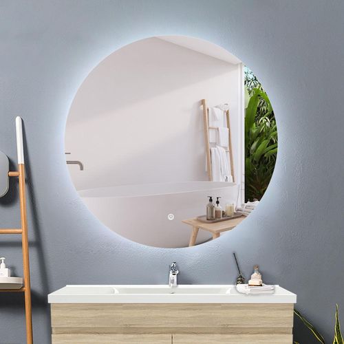 LED Badspiegel Rund 100cm Badezimmerspiegel mit Beleuchtung Touchschalter Beschlagfrei Kaltweiß Dimmbar Speicherfunktion