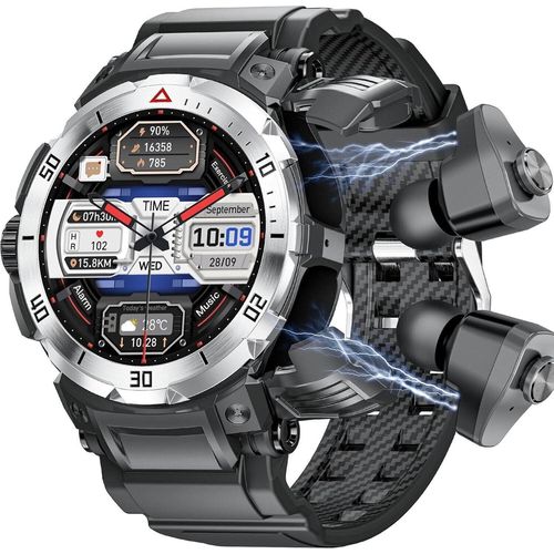 Militärisch, wasserdicht, Sport, mit Bluetooth-Kopfhörern, kabellos, klarer Anruf, integriert, Casual, TWS, Sportuhr, Herren,Anruf, IP67, wasserdicht