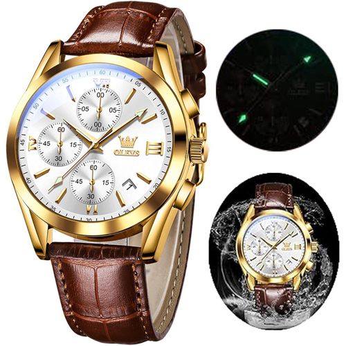 OLEVS Herren Chronograph Quarzuhr, Leuchtende Uhr für Männer, Elegantes Design, Modische Freizeitarmbanduhr, Hochwertiges Edelstahlgehäuse, Präzise