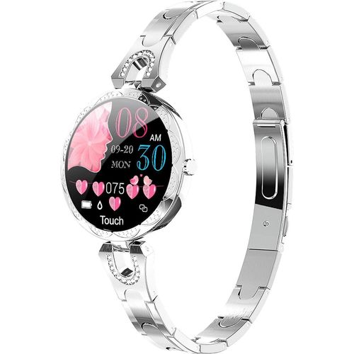 Stylische Damen Smartwatch Rosegold mit Herzfrequenzmessung, Blutdruck, Schrittzähler, Kalorienverbrauch, elegantem Design, Diamantdetails