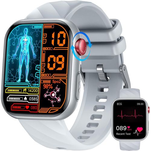 TAOPON Smartwatch Herren 1,97 Zoll AMOLED Touch, EKG HRV, Blutdruck, SpO, Schlafmonitor, 130+ Sportmodi, Bluetooth Anruf, IP67