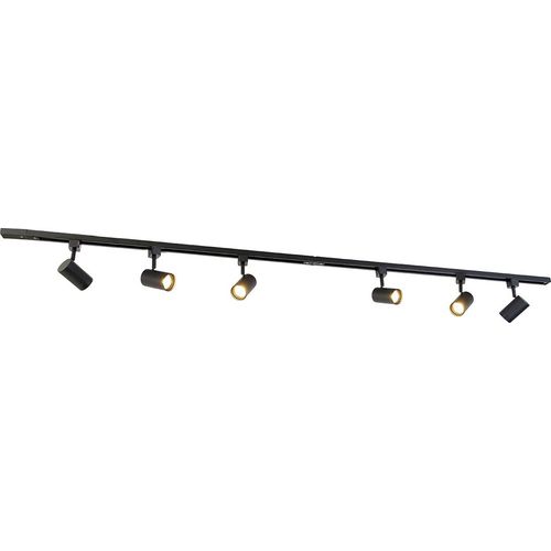 QAZQA - Modern Modernes Schienensystem I Spotlight I Deckenspot I Deckenstrahler I Strahler mit 6 schwarzen Spot I Spotlight I Deckenspot I Deckenstrahler I Strahler I Lampe I Leuchten 1-phasig 200cm