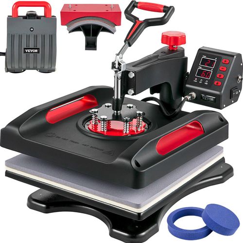 5 in 1 Hitzepresse 1000 W, 38 x 38 cm Transferpresse, Hitzepresse Maschine, DIY T-Shirtpresse mit Digitaler LED-Temperatur- und Zeitkontrolle für Sublimation Becher T-Shirt Platte Kappe Hut