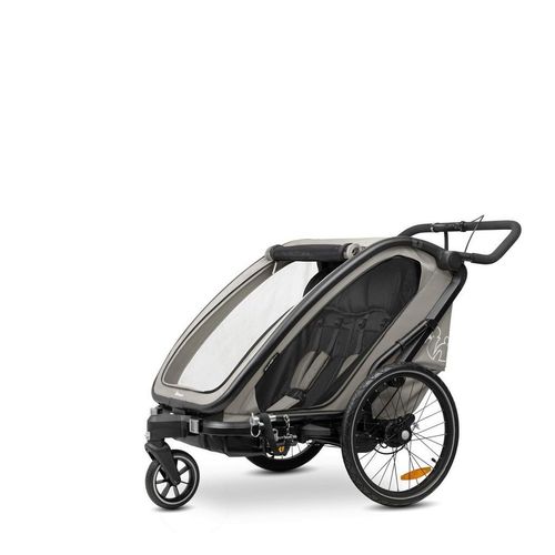 Hauck Fahrradanhänger Bike N Walk Duo , Hellgrau , Metall, Kunststoff, Textil , 81x107x134 cm , Freizeit, Sport & Fitness, Fahrradanhänger