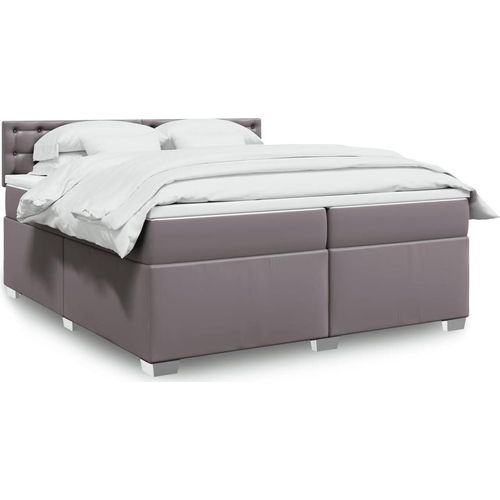 Boxspringbett mit Matratze Grau 200x200 cm Kunstleder