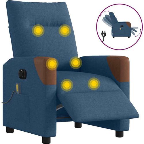 Massagesessel Elektrisch Blau Stoff