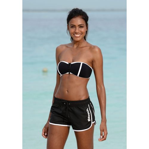 Badeshorts BENCH., Damen, Gr. 40, N-Gr, schwarz, Microfaser, Polyester, kontrastfarbene Details, unifarben mit Farbeinsatz, Badehosen, aus Microfaser, mit Außenkordel, mit Gesäßtasche, mit Klettverschluss