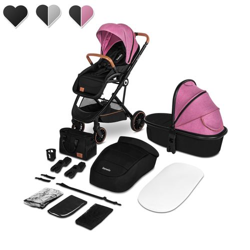 Lionelo Riya Kinderwagen 2 in 1 Kombikinderwagen baby Buggy mit liegeposition Rosa