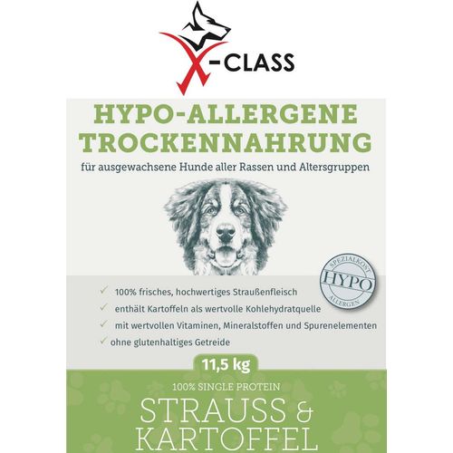 X-CLASS Strauß & Kartoffel Hypo-Allergene Trockennahrung, 11,5kg