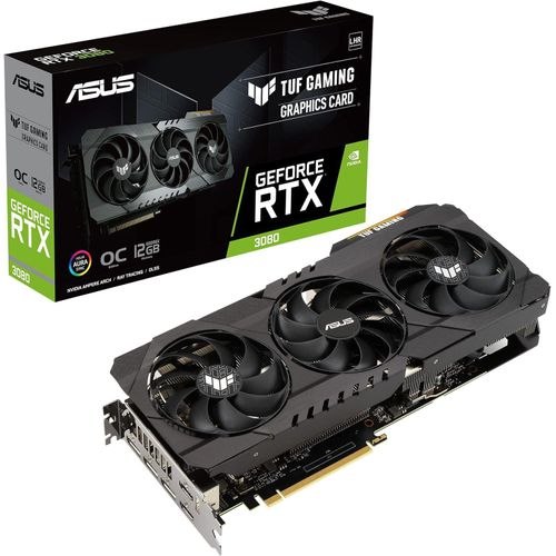 ASUS TUF GeForce RTX 3080 OC Edition 12GB Gaming Grafikkarte (LHR (Lite Hash Rate), Nvidia Ampere, PCIe 4.0, DLSS, Raytracing, GDDR6X Speicher
