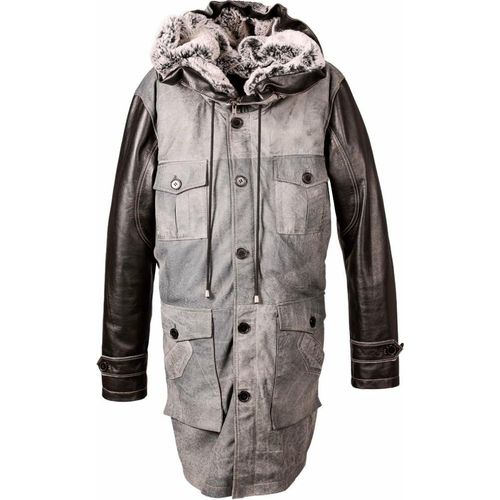 Parka - Ledermantel aus ECHT-Leder in grau