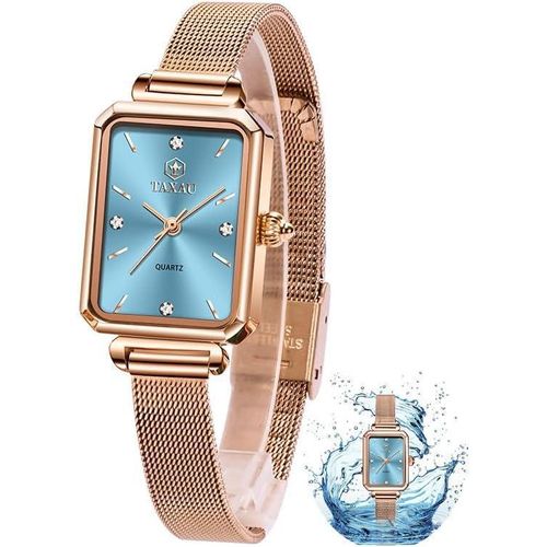 Roségold wasserdichte Quarz-Damenuhr, Vintage, exquisite Luxus-Edelstahl-Damenuhr, Diamant, kleine Damen-Armbanduhr