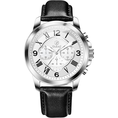 Lederarmband Chronograph Uhren für Männer Analogue Quarz Leicht zu lesen wasserdichte Uhren Herren Mode Business Herrenarmbanduhren