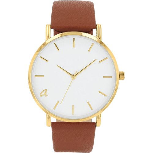 Armbanduhr Uni, Damen, Herren Quarzuhr Analog, mit veganem Apfelleder Armband, 3 bar Wasserdicht, Kommt in Uhren Geschenk Box