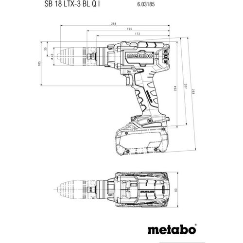 Metabo Schlagbohrmaschine Sb 18 Ltx-3 Bl Q I (Korpus) Körper + Metabox 145 L